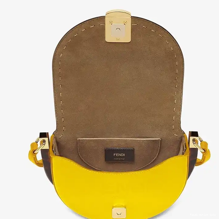 Cheap Leather Calf In Bag Logo ROMA Fendi Yellow Moonlight 0515